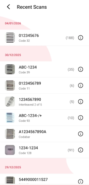 Scan History Management on barKoder 