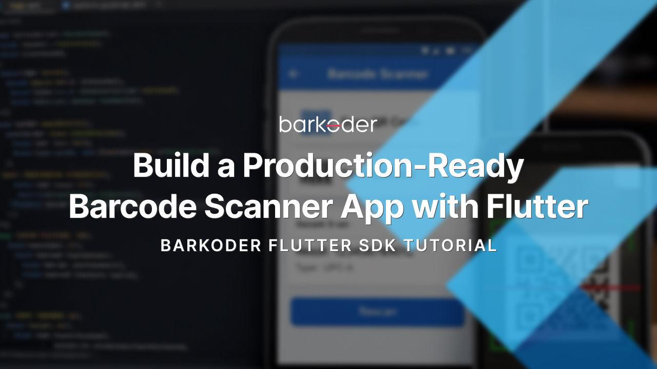 Blog cover for a barKoder Flutter SDK tutorial.