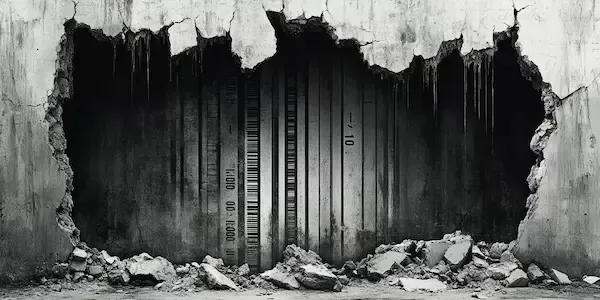 A barcode behind a wall