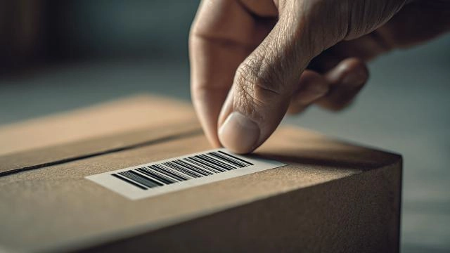 1D barcode on a shipping box