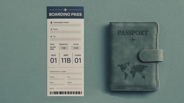 Boarding pass with a barcode (illustration)